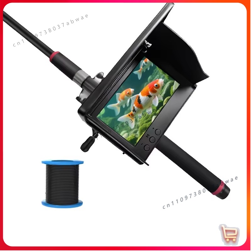 Fish Finder Cable - 水中魚群探知機：5インチのポータブル充電式システム。50mの防水ケーブルと広角カメラを搭載し、氷上での使用に最適。