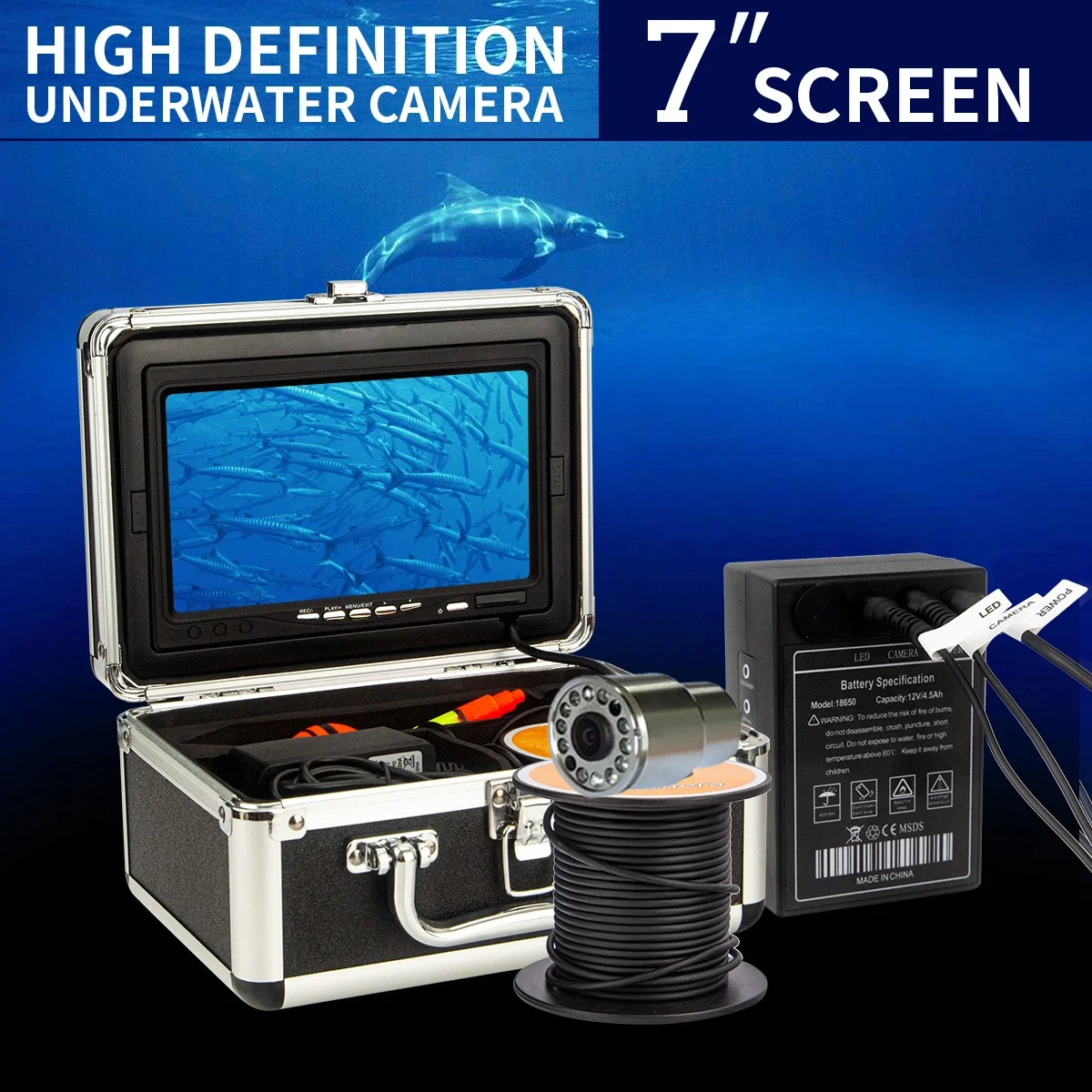 WF13 7インチLCDスクリーン 1000TVL HD水中 - Fish Finder Case のレビューと価格
